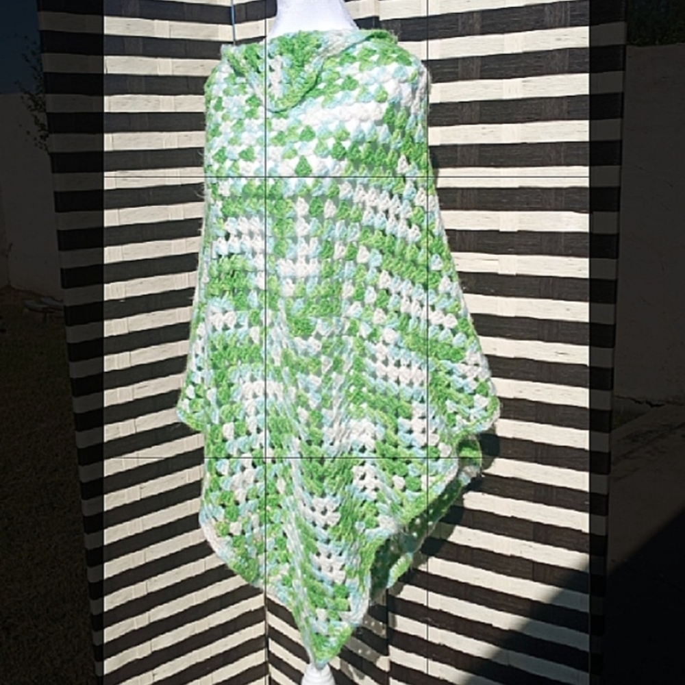 Crochet Long Triangular Pullover Knee-lenght Poncho Wrap Women One Size Fits All